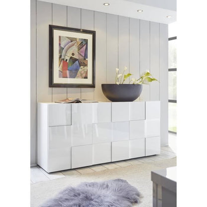 Dressoir met 3 deuren - Wit glanzend gelakt - L181xP42xH84 cm - MILANO - Daza-living