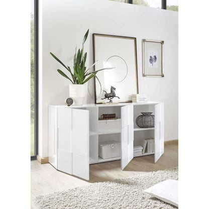 Dressoir met 3 deuren - Wit glanzend gelakt - L181xP42xH84 cm - MILANO - Daza-living