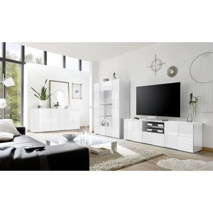 Dressoir met 3 deuren - Wit glanzend gelakt - L181xP42xH84 cm - MILANO - Daza-living