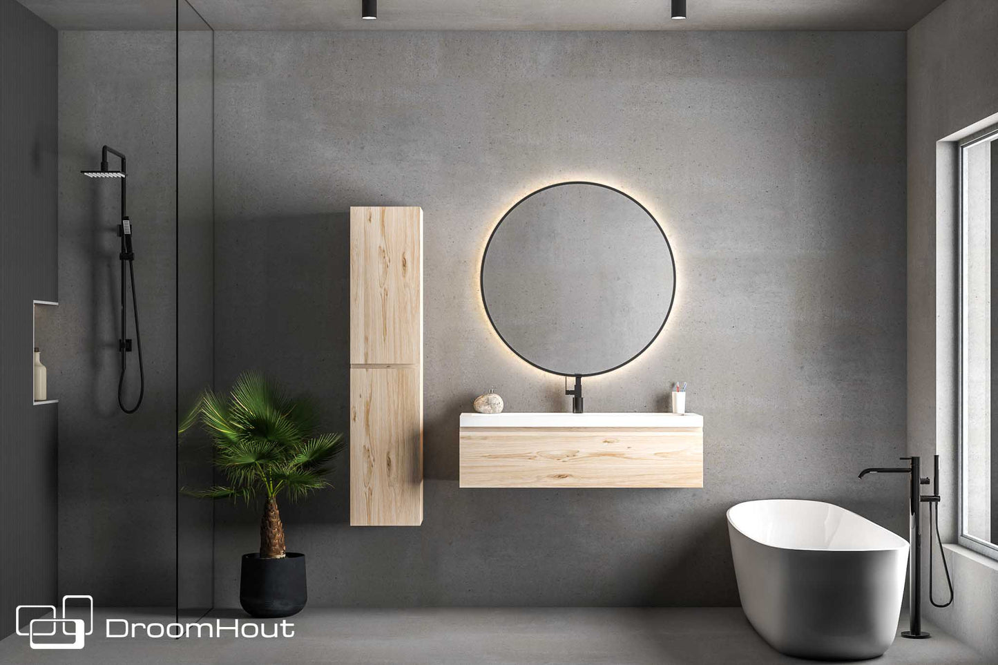 Badkamermeubel DroomHout Aqua blank eiken lak geen kraangat blank eiken lak geen kraangat Badkamermeubel DroomHout