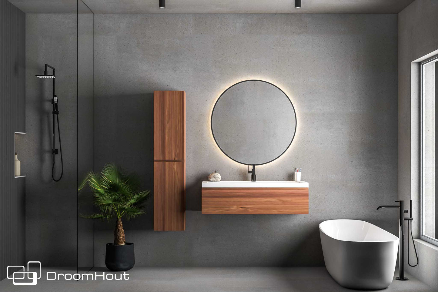 Badkamermeubel DroomHout Aqua warm noten lak geen kraangat warm noten lak geen kraangat Badkamermeubel DroomHout