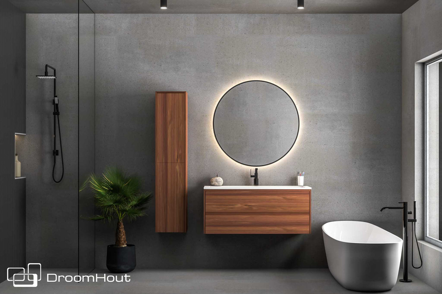 Badkamermeubel DroomHout Breeze warm noten lak zonder kraangat warm noten lak zonder kraangat Badkamermeubel DroomHout