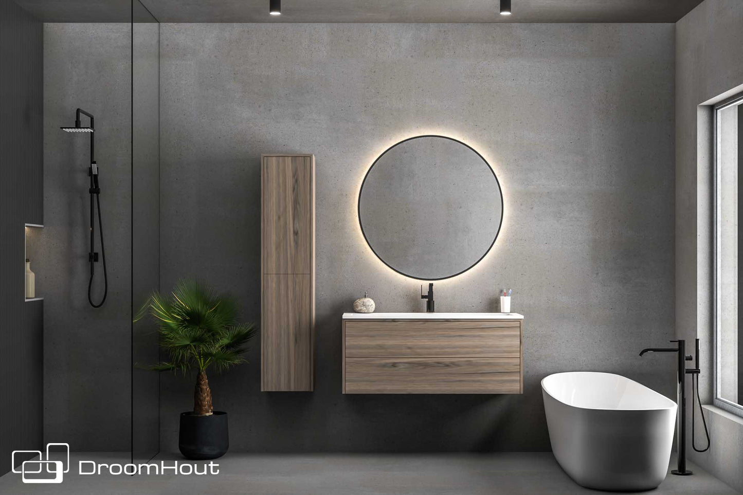 Badkamermeubel DroomHout Breeze blank noten lak zonder kraangat blank noten lak zonder kraangat Badkamermeubel DroomHout