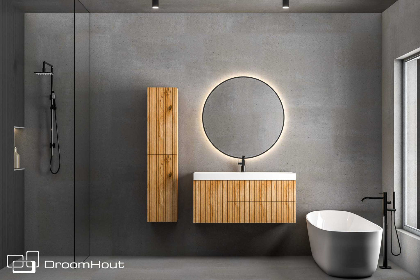 Badkamermeubel DroomHout Immaculate 60 x 47 cm (enkele bak) warm eiken lak 60 x 47 cm (enkele bak) warm eiken lak DroomHout