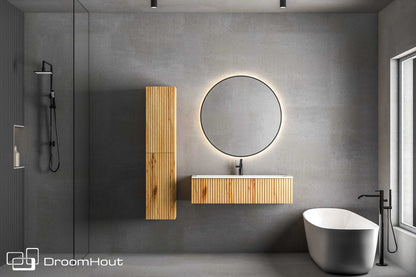 Badkamermeubel DroomHout Palm warm eiken lak zonder kraangat warm eiken lak zonder kraangat Badkamermeubel DroomHout