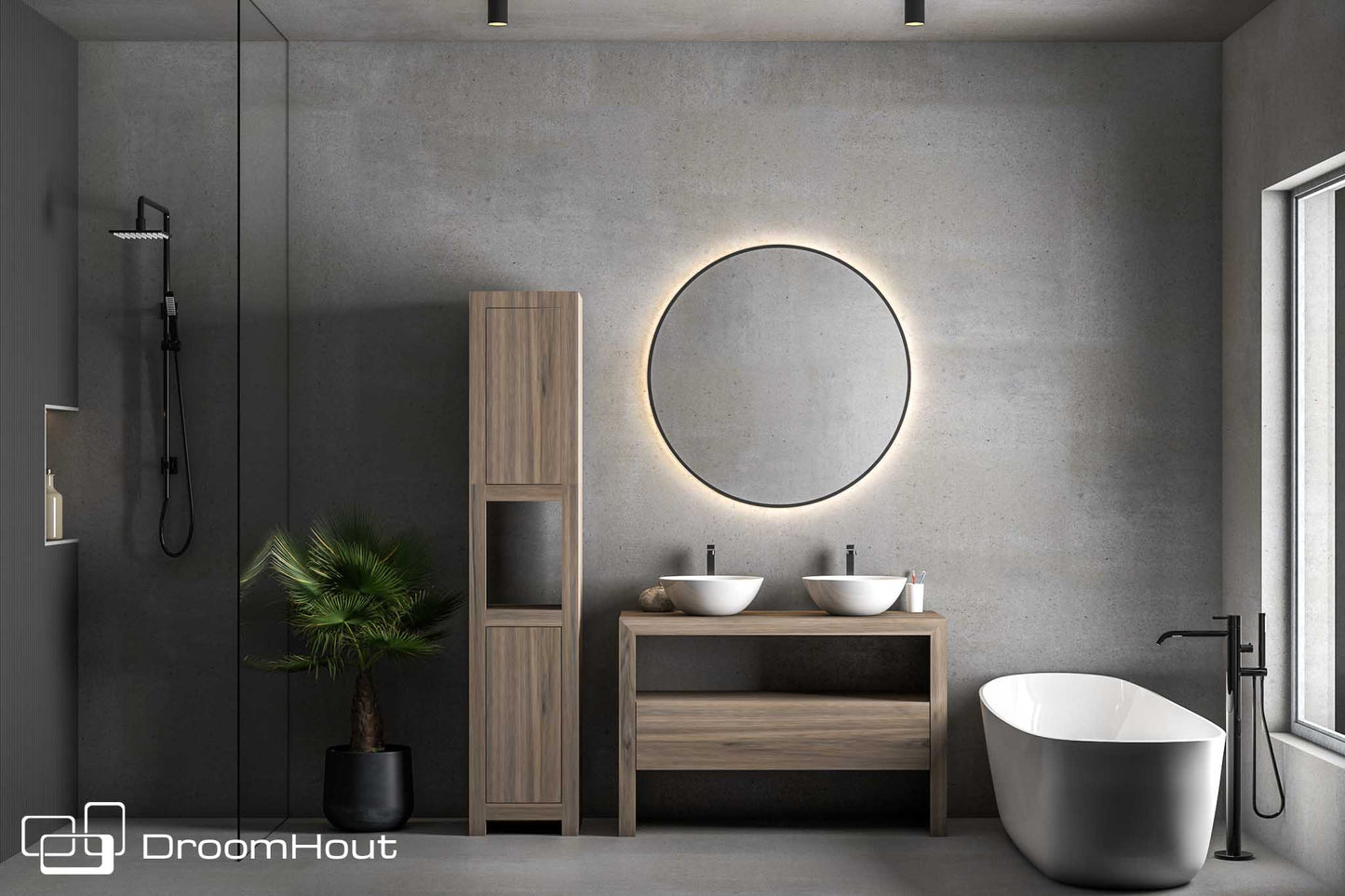 Badkamermeubel DroomHout Serenity blank noten lak blank noten lak Badkamermeubel DroomHout