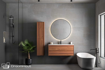 Badkamermeubel DroomHout Silence warm noten lak zonder kraangat warm noten lak zonder kraangat Badkamermeubel DroomHout