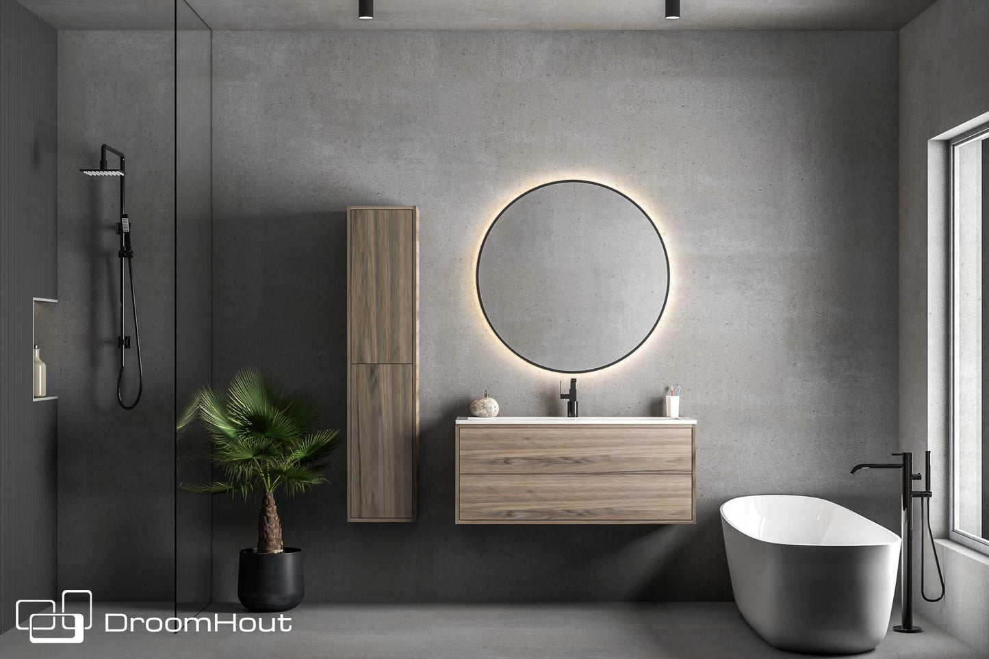 Badkamermeubel DroomHout Silence blank noten lak zonder kraangat blank noten lak zonder kraangat Badkamermeubel DroomHout