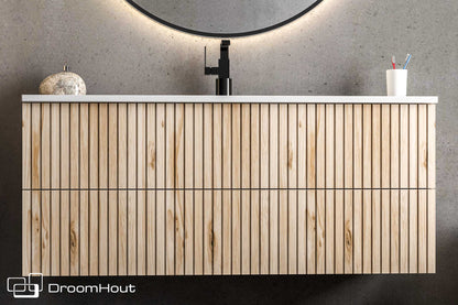 Badkamermeubel Wave 80 cm Massief Houten DroomHout Showroommodel Badkamermeubel DroomHout