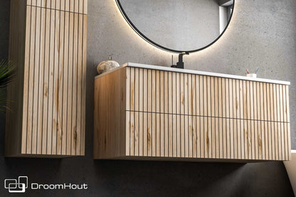 Badkamermeubel Wave 80 cm Massief Houten DroomHout Showroommodel Badkamermeubel DroomHout