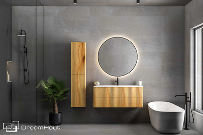 Badkamermeubel DroomHout Wave warm eiken lak zonder kraangat warm eiken lak zonder kraangat Badkamermeubel DroomHout