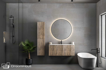 Badkamermeubel DroomHout Wave grijs eiken lak zonder kraangat grijs eiken lak zonder kraangat Badkamermeubel DroomHout