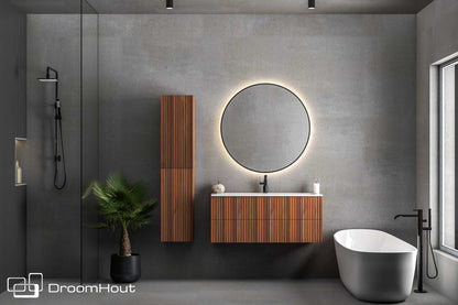 Badkamermeubel DroomHout Wave warm noten lak zonder kraangat warm noten lak zonder kraangat Badkamermeubel DroomHout