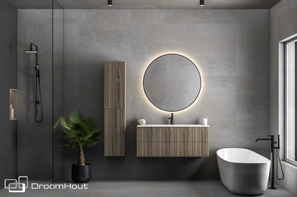 Badkamermeubel DroomHout Wave blank noten lak zonder kraangat blank noten lak zonder kraangat Badkamermeubel DroomHout