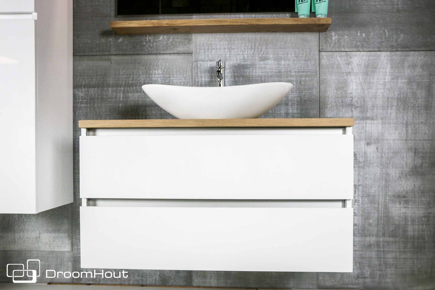 Badkamermeubel Pure Compleet Set Met Hoge Kast Spiegel Planchet Badkamermeubel DroomHout