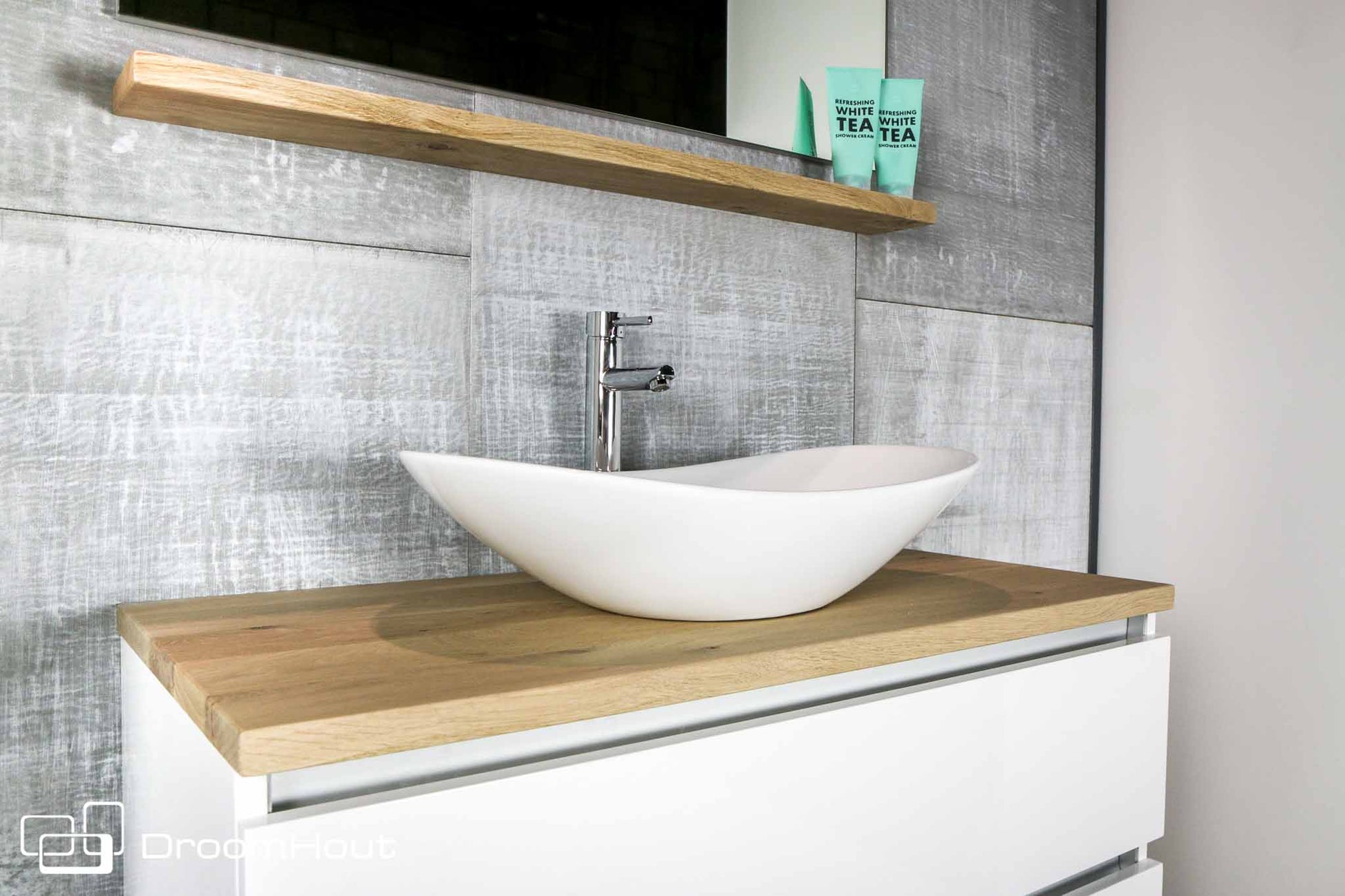 Badkamermeubel Pure Compleet Set Met Hoge Kast Spiegel Planchet Badkamermeubel DroomHout