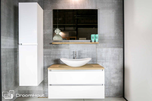 Badkamermeubel Pure Compleet Set Met Hoge Kast Spiegel Planchet Badkamermeubel DroomHout