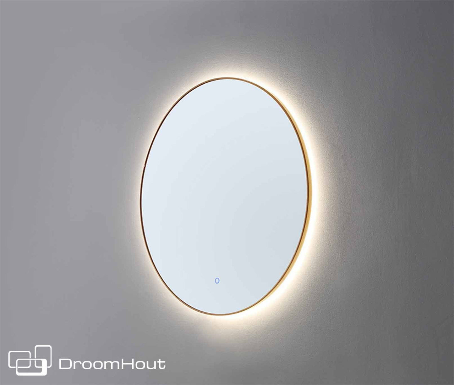 Badkamerspiegel rond Circle goud geborsteld goud geborsteld badkamerspiegel DroomHout