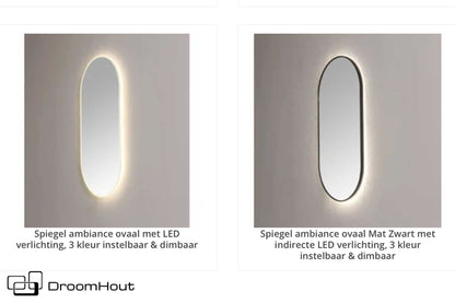 Badkamerspiegel ovaal Ambiance badkamerspiegel DroomHout