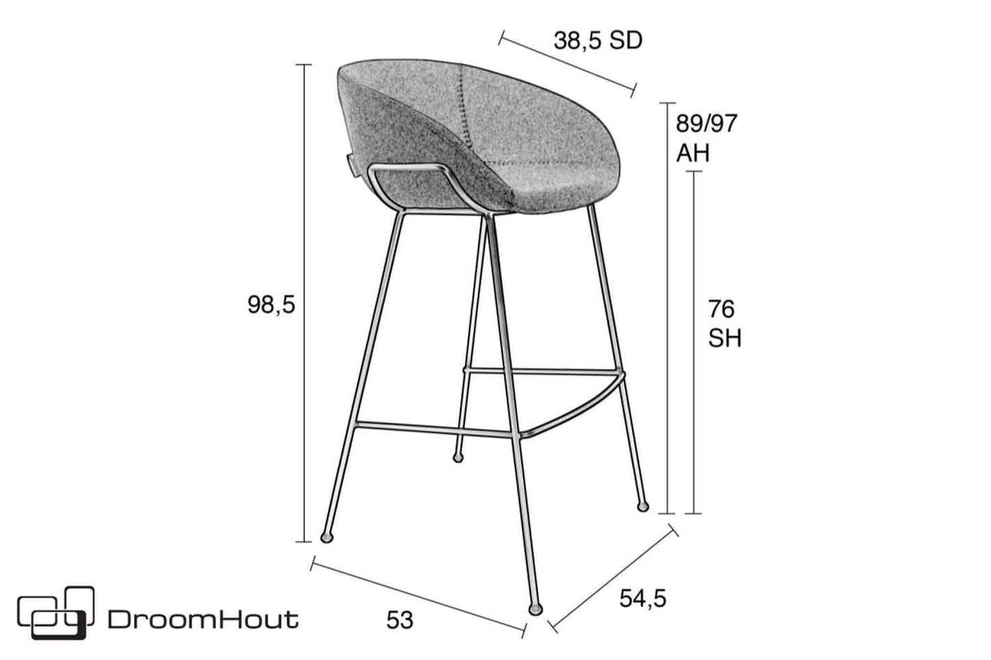 Barkruk Feston Zuiver - set van 2 - zwart