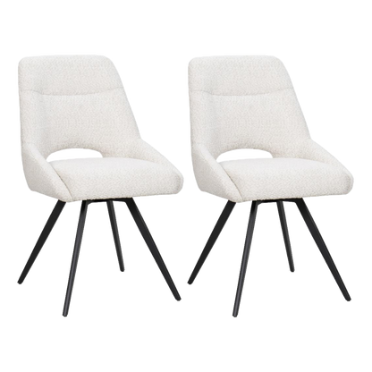 BukkitBow – Eetkamerstoel / Keukenstoel - Geschikt als Make-up Stoel - Chenille Stof & Metalen Onderstel Beige 2 Beige 2 Eetkamerstoel BukkitBow