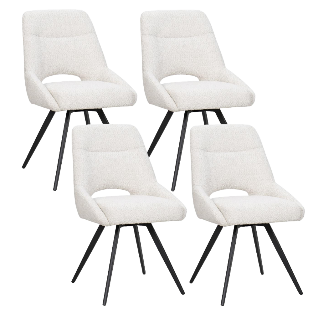 BukkitBow – Eetkamerstoel / Keukenstoel - Geschikt als Make-up Stoel - Chenille Stof & Metalen Onderstel Beige 4 Beige 4 Eetkamerstoel BukkitBow