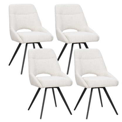 BukkitBow – Eetkamerstoel / Keukenstoel - Geschikt als Make-up Stoel - Chenille Stof & Metalen Onderstel Beige 4 Beige 4 Eetkamerstoel BukkitBow