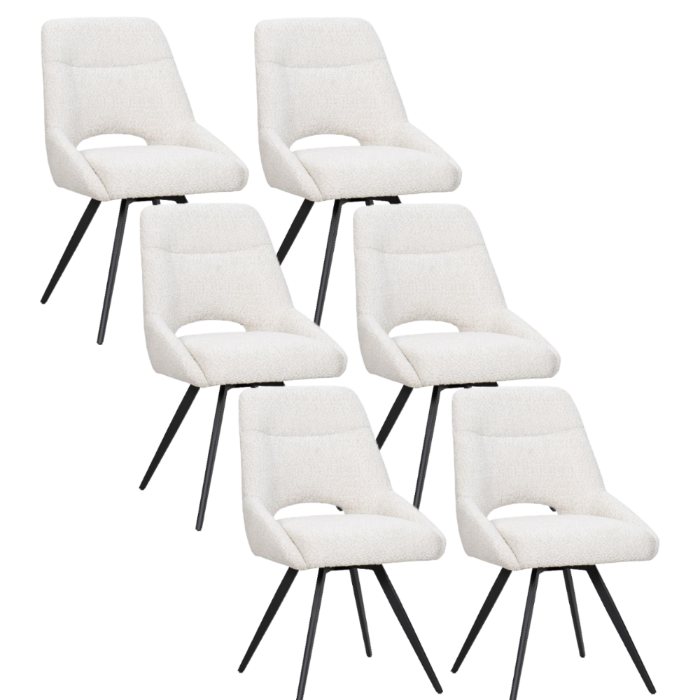 BukkitBow – Eetkamerstoel / Keukenstoel - Geschikt als Make-up Stoel - Chenille Stof & Metalen Onderstel Beige 6 Beige 6 Eetkamerstoel BukkitBow