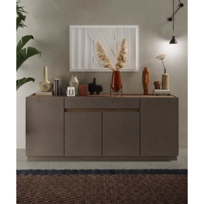 FIRENZE high sideboard - Bronze and Mercury Oak - 4 doors + 1 drawer - Contemporary style/design