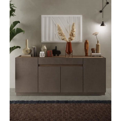 FIRENZE high sideboard - Bronze and Mercury Oak - 4 doors + 1 drawer - Contemporary style/design
