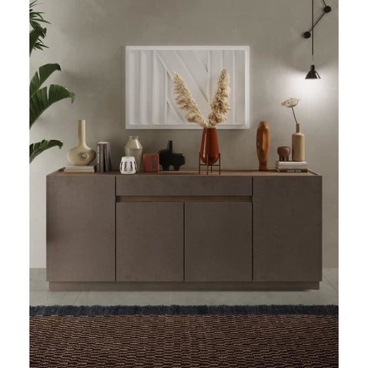 FIRENZE high sideboard - Bronze and Mercury Oak - 4 doors + 1 drawer - Contemporary style/design