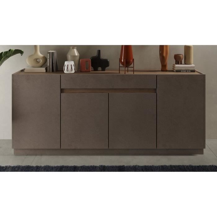 FIRENZE high sideboard - Bronze and Mercury Oak - 4 doors + 1 drawer - Contemporary style/design
