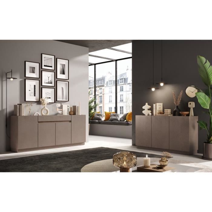 FIRENZE high sideboard - Bronze and Mercury Oak - 4 doors + 1 drawer - Contemporary style/design