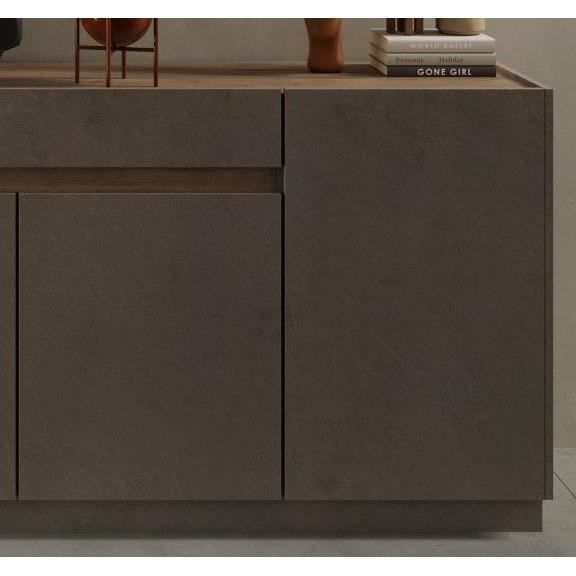 FIRENZE high sideboard - Bronze and Mercury Oak - 4 doors + 1 drawer - Contemporary style/design