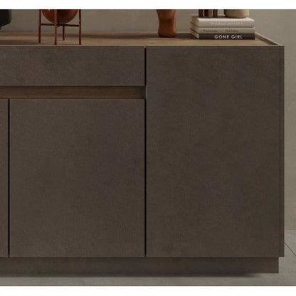 FIRENZE high sideboard - Bronze and Mercury Oak - 4 doors + 1 drawer - Contemporary style/design