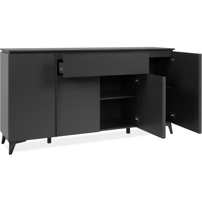Bertrix 51A sideboard - Slate/anthracite finish - 4 doors and shelves - 1 central drawer