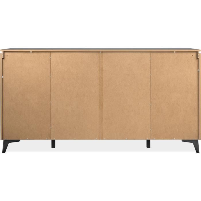 Bertrix 51A sideboard - Slate/anthracite finish - 4 doors and shelves - 1 central drawer