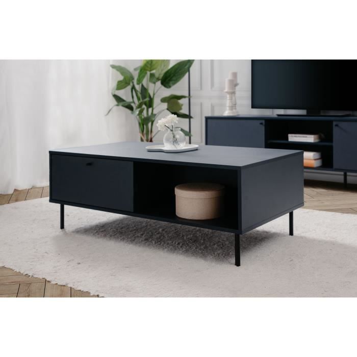 Coffee table - CARACAS 55A - Navy blue - 2 drawers, 2 niches - 110 x 40 x 60 cm