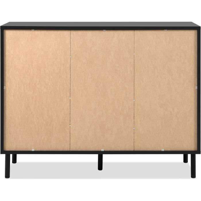 Sideboard - MONZA 01B - Black / Artisan oak - 2 doors - 4 drawers - 118 x 90 x 40 cm