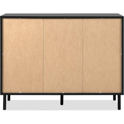 Sideboard - MONZA 01B - Black / Artisan oak - 2 doors - 4 drawers - 118 x 90 x 40 cm