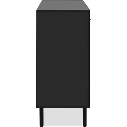 Sideboard - MONZA 01B - Black / Artisan oak - 2 doors - 4 drawers - 118 x 90 x 40 cm