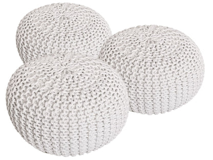 Set van 3 poufs Ø 55 cm vloerkussen gebreide poef zitkruk zitkussen kruk duurzaam grof gebreid