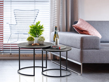 Salontafelset 2-delig ø 55 en 45 cm zilver metaal ronde bijzettafels Carlton woonkamer