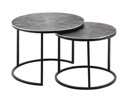 Salontafelset 2-delig ø 55 en 45 cm zilver metaal ronde bijzettafels Carlton woonkamer