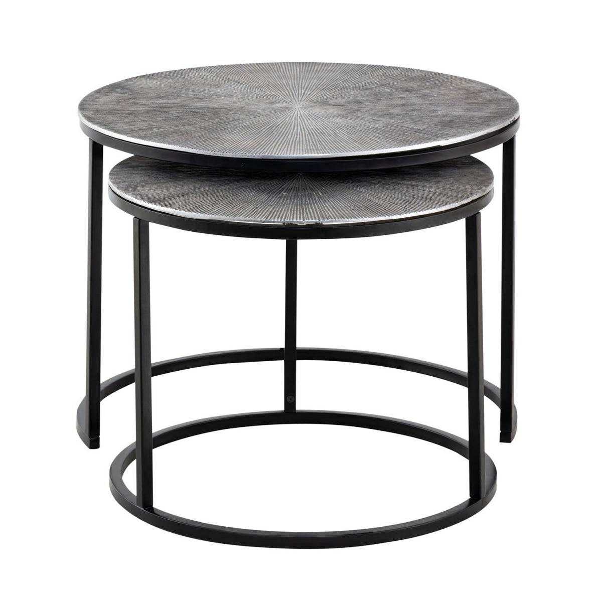 Salontafelset 2-delig ø 55 en 45 cm zilver metaal ronde bijzettafels Carlton woonkamer