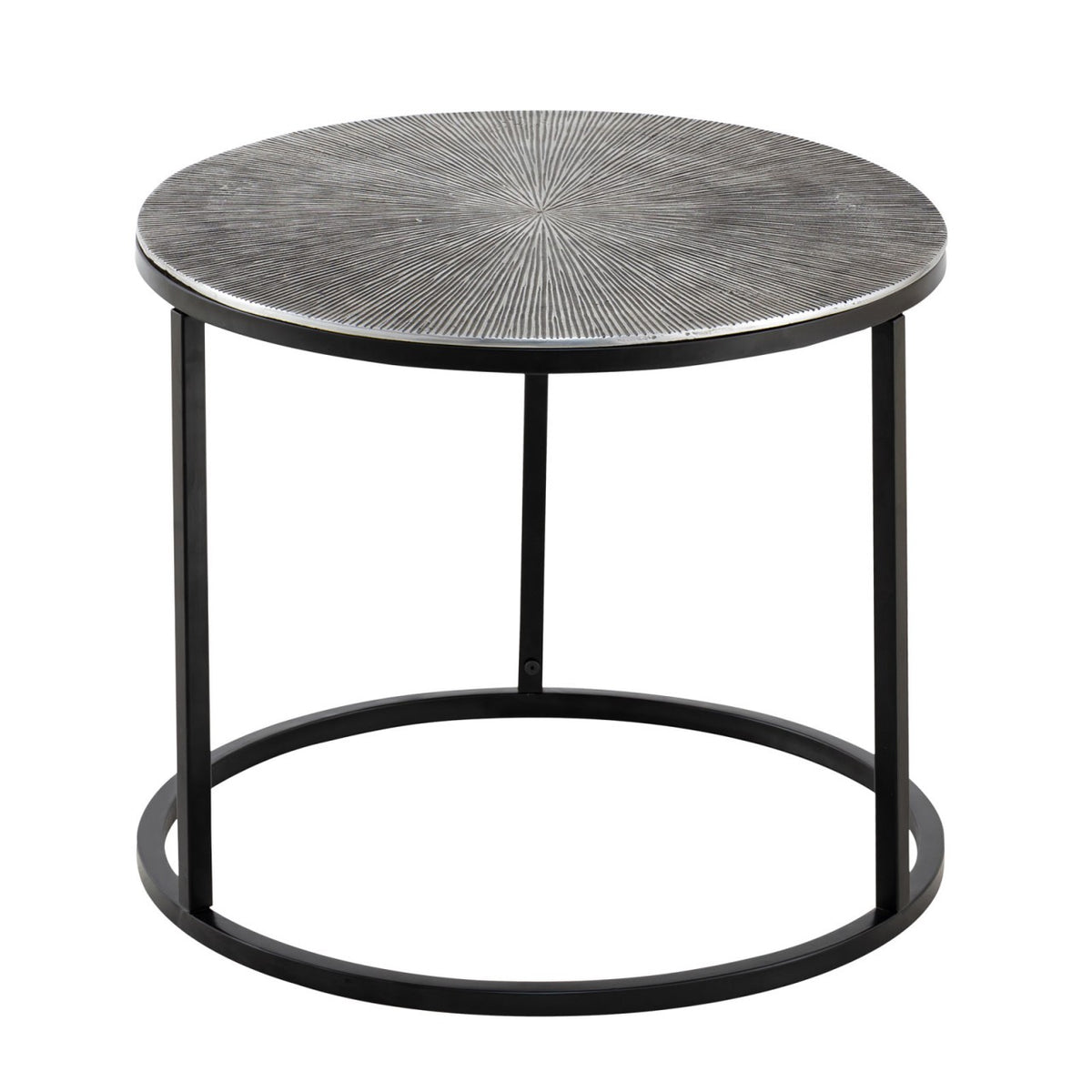 Salontafelset 2-delig ø 55 en 45 cm zilver metaal ronde bijzettafels Carlton woonkamer