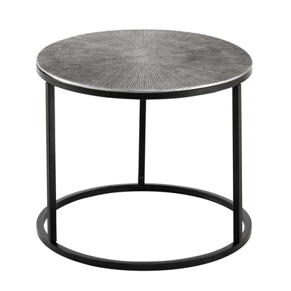 Salontafelset 2-delig ø 55 en 45 cm zilver metaal ronde bijzettafels Carlton woonkamer