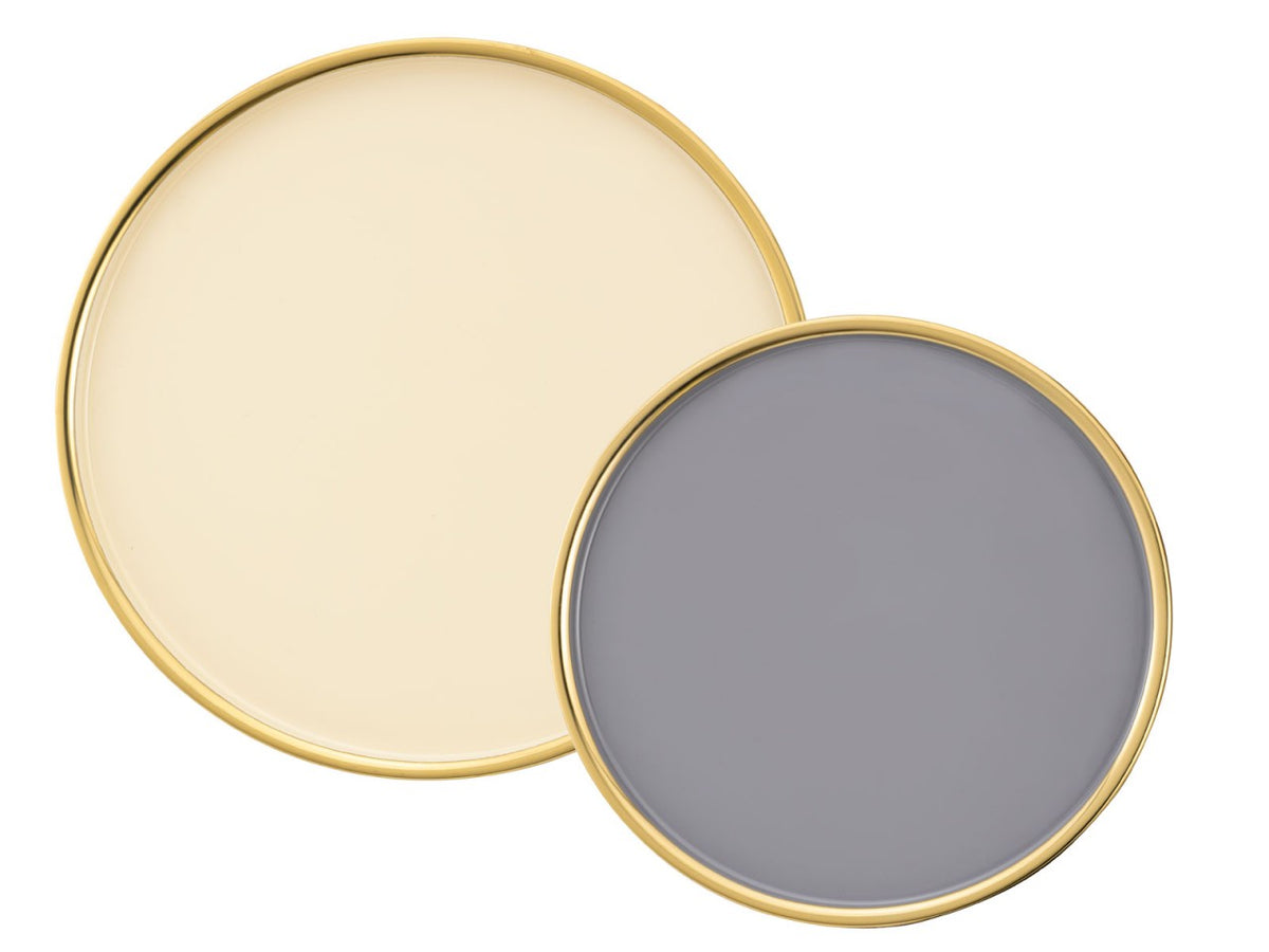 Set van 2 ronde bijzettafels Ø 49/41 cm, H 37/29 cm, decoratietafel, salontafel, Glamira, goud