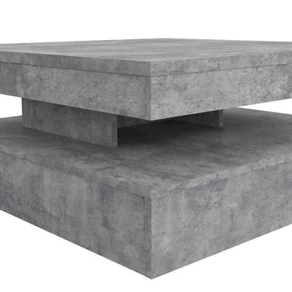 Square swivel coffee table - Chipboard - Light gray concrete decor - Classic - L 78 x D 78 x H 35.4 cm - COFFEE