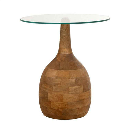 Stella salontafel Ø50, H55, glad naturel, helder glas